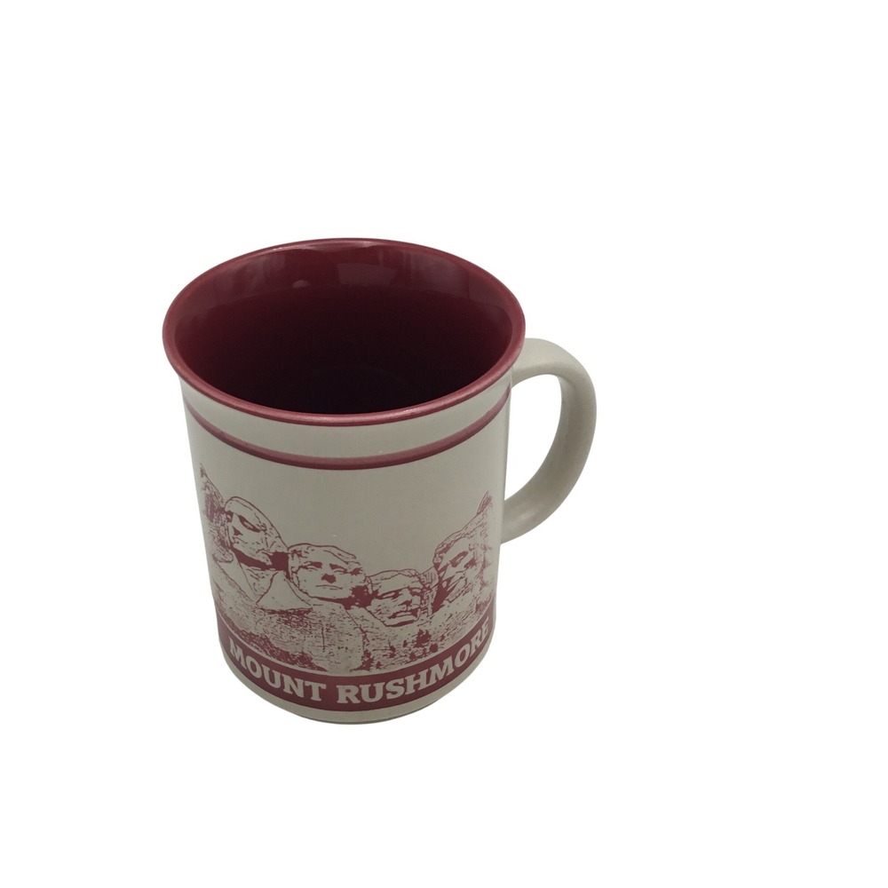 Mount Rushmore Souvenir Coffee Mug Maroon Cream Gutzon Borglum Quote 4 Inch‎